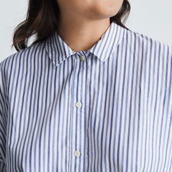 Everlane The Woven P.J. Top Cotton Blue Stripes Size XS NWT - Picture 2 of 7